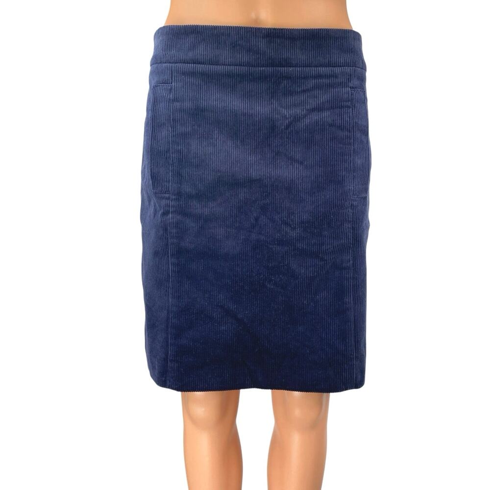 Ann Taylor Women's Blue Corduroy Velvet Knee Length Straight Pencil Skirt Size 2